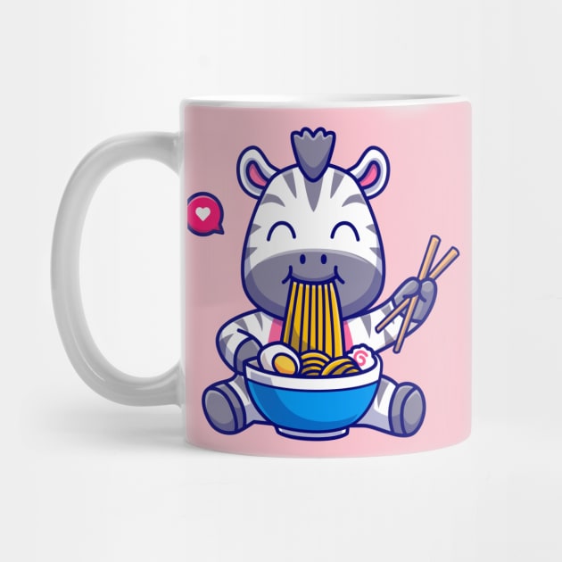 Cute Zebra Eating Ramen Bowl With Chopstick Cartoon by Catalyst Labs